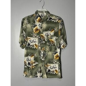 Campia Moda Mens Medium Short Sleeve Tropical Palm Tree Rayon Button Down Shirt